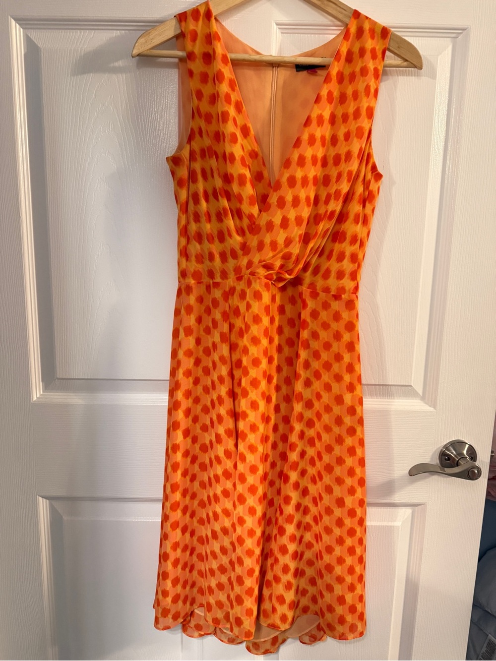 Vince Camuto Orange Dress with Red Polka Dot Print